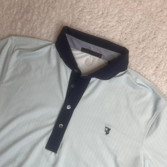 Greyson men's blue embroidered short sleeve polo stretch performance - Picture 1 of 7